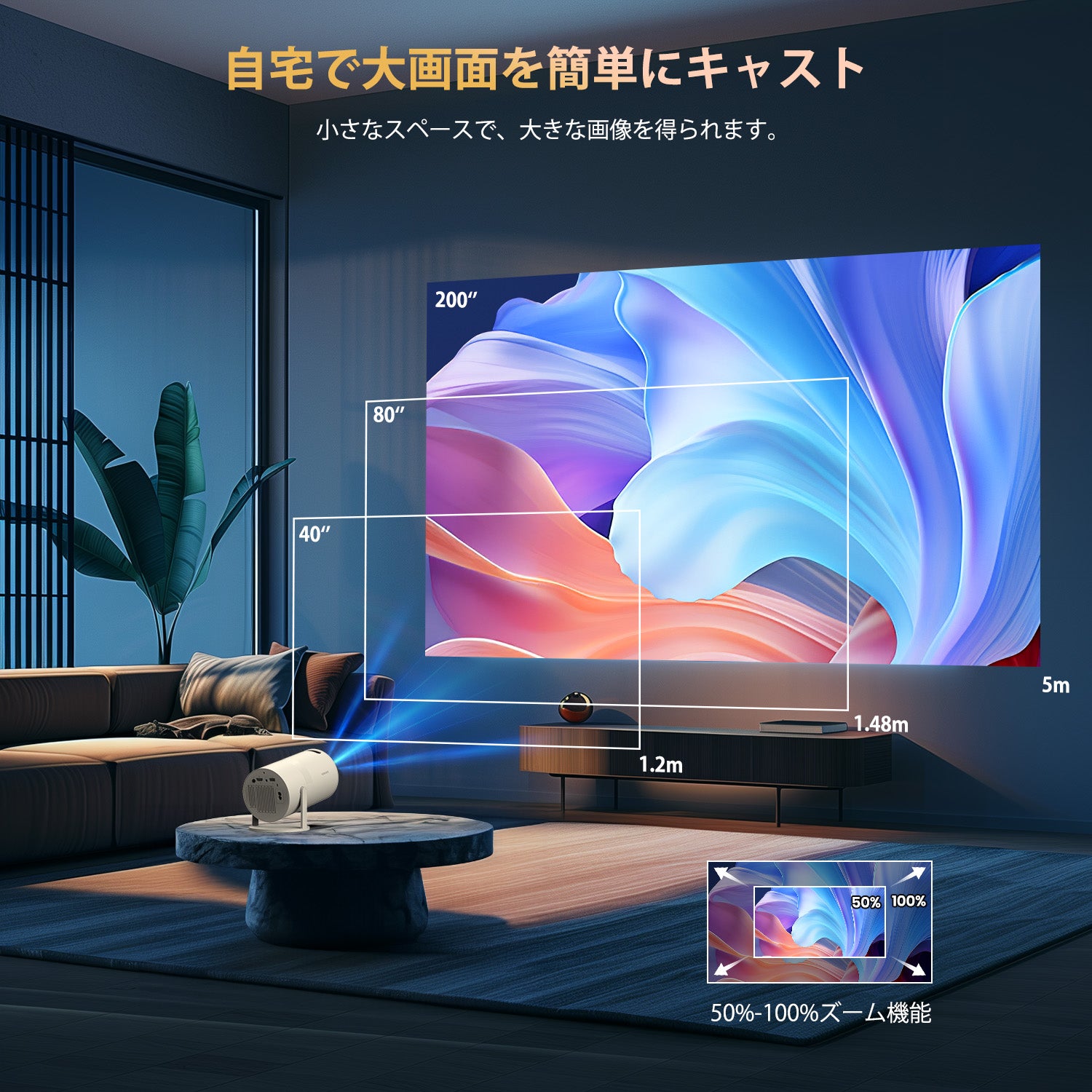 270°回転・Android TV搭載】 YOWHICK プロジェクター 小型 自動台形