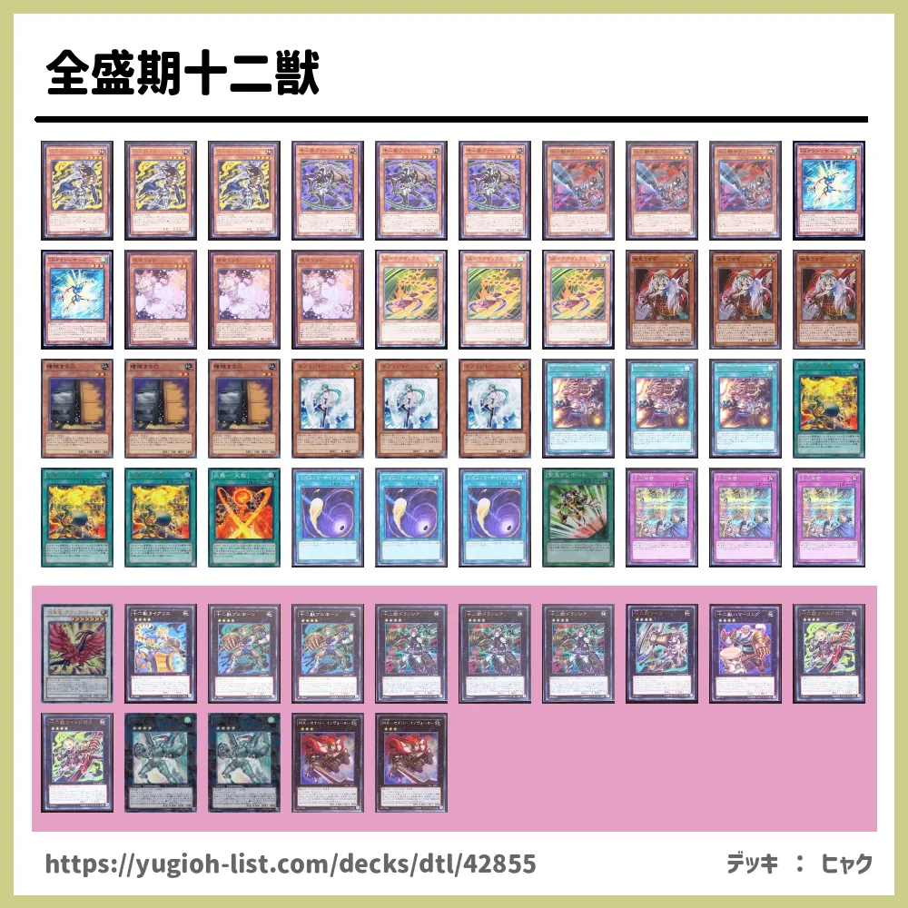 全盛期十二獣遊戯王デッキレシピ十二獣（じゅうにしし）【メタ