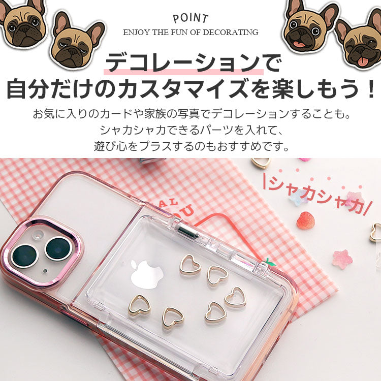 クリアiPhoneケース｜蓋つきカード収納付き｜ 全5色[iPhone16/15/14/13