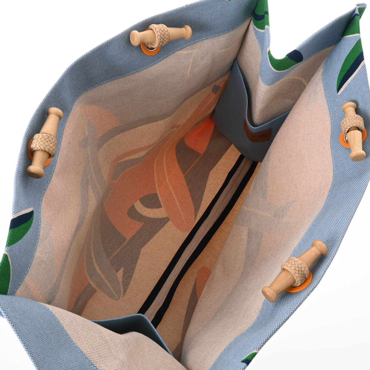 エルメスビーチバッグ アプレ ラ ヴァーグ オレンジ / ブルー