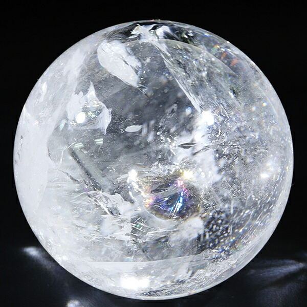 虹入り 水晶 丸玉 約46mm 穴なし 天然石 パワーストーン スフィア 水晶