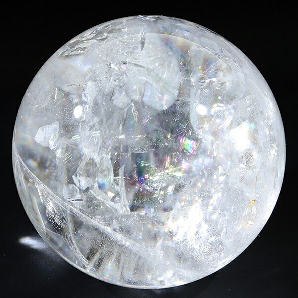 虹入り 水晶 丸玉 約46mm 穴なし 天然石 パワーストーン スフィア 水晶