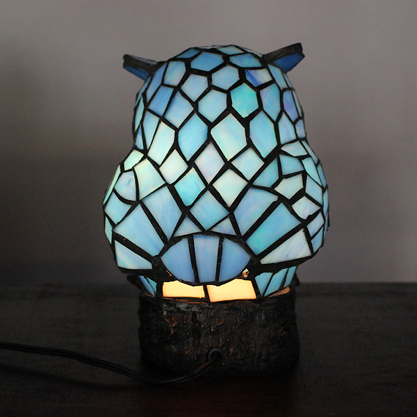 ステンドグラスランプ フクロウ（ブルー） | 琉球ガラス専門店 Gift