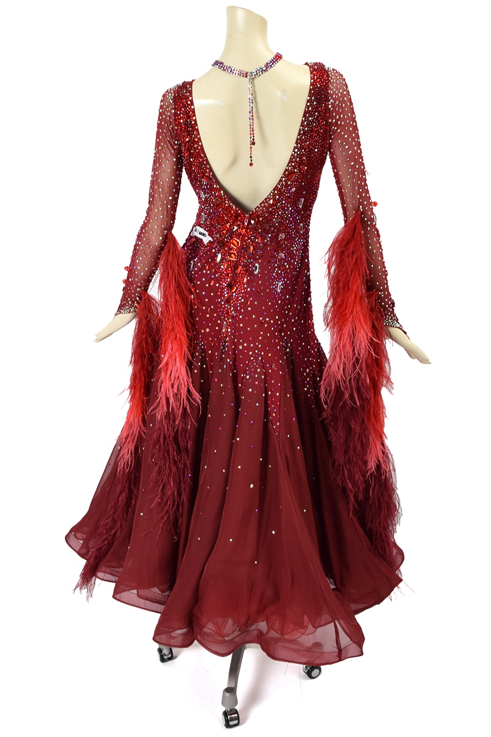 スタンダードドレス WS0644D ワイン M 社交ダンス モダンドレス ボール