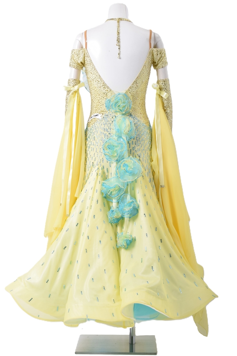 スタンダードドレス WS0668D レモン/アクア S 社交ダンス モダンドレス