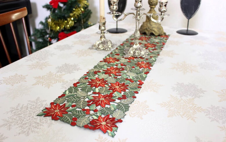 Noche Buena 刺繍 テーブルセンター 約20×80cm｜インテリアレース