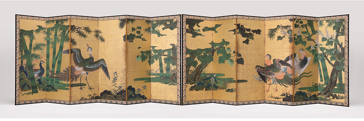 クリーブランド美術館蔵「桐竹鳳凰孔雀図屏風」の高精細複製品を大阪府