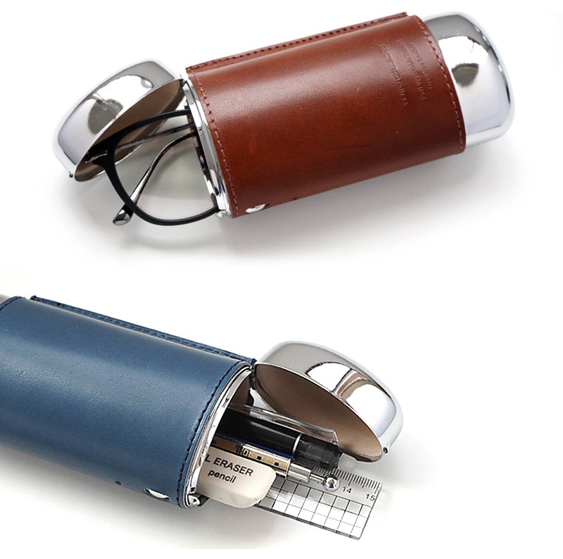 栃木レザー】メガネケース / ペンケース メタル ハード 本革 WINGLIDE