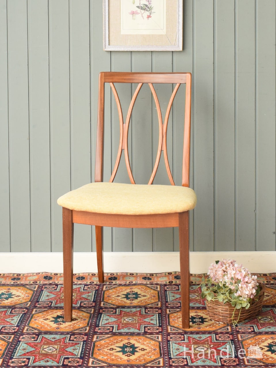 ビンテージの北欧風インテリア、アンティークダイニングチェア(x-479-c