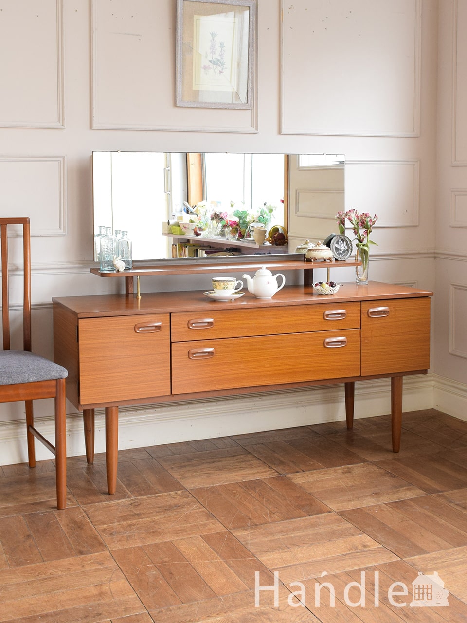 フランスから届いたアンティークの鏡、美しい姿見のシュバルミラー(q