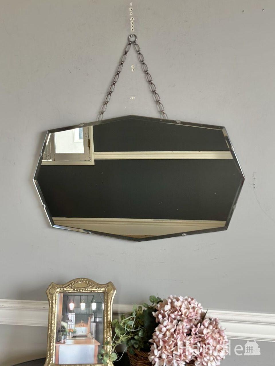 ゴールドのフレームが素敵なイギリス輸入のアンティークミラー(k-2043