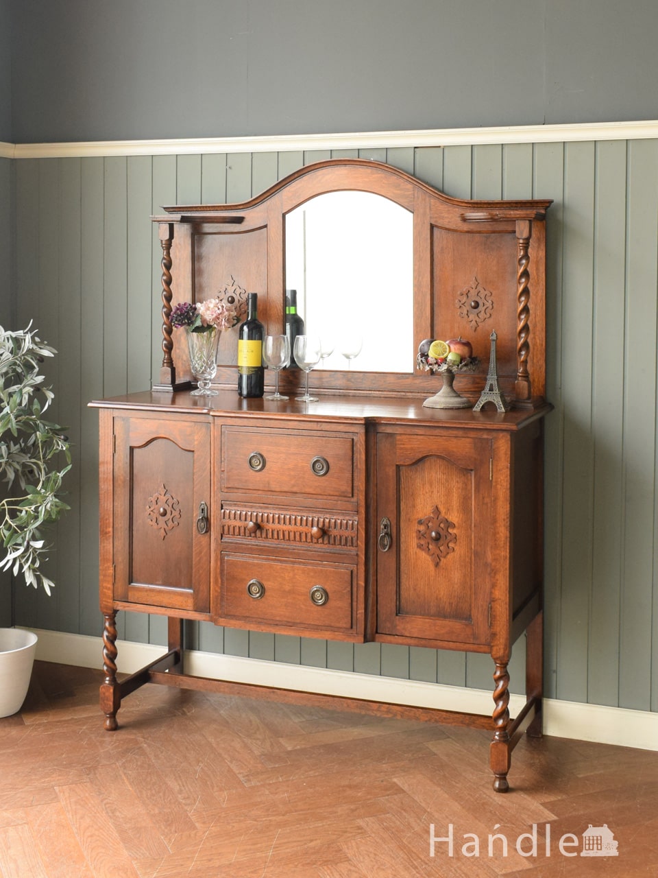 1930年代のアンティーク キャビネット（ホワイト）(d-984-f