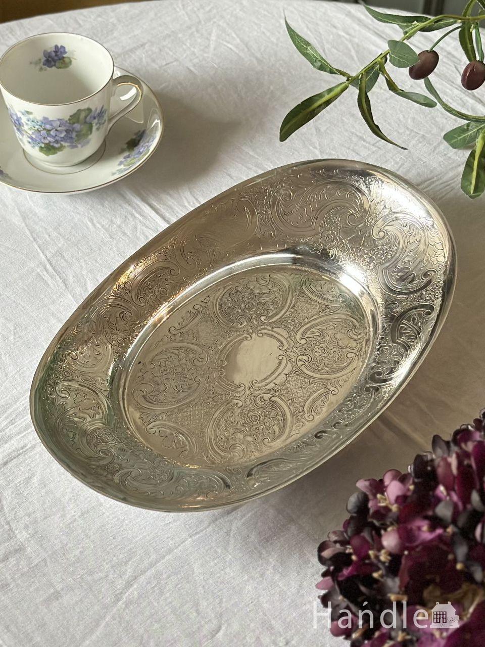 アンティークのトレイ、象嵌が美しい木製トレイ(m-7152-z