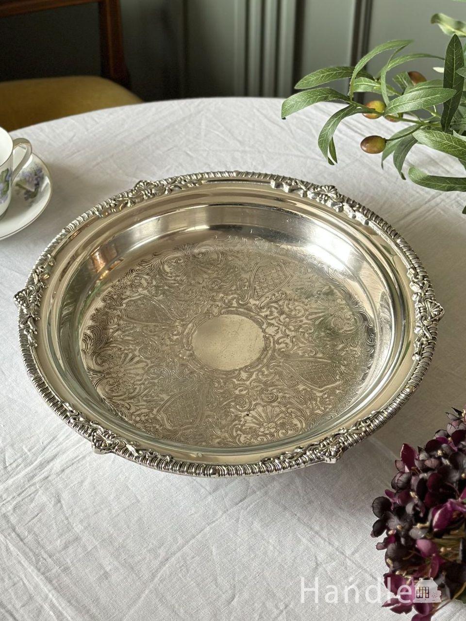 英国アンティークシルバープレートのギャラリートレイ、英国の持ち