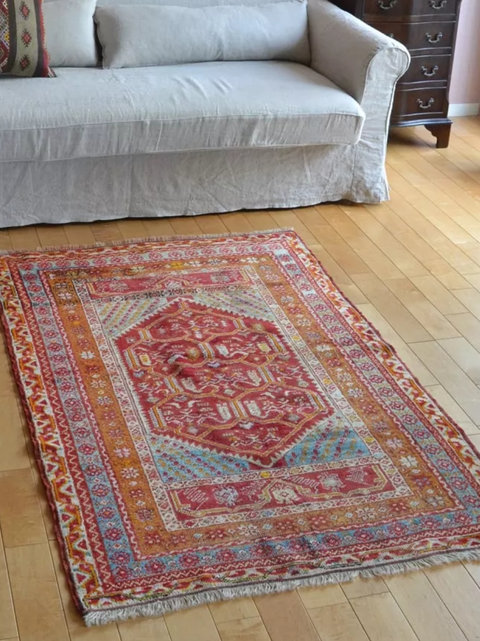 ビンテージのおしゃれな絨毯、一点もののトライバルラグ、シバス絨毯(m