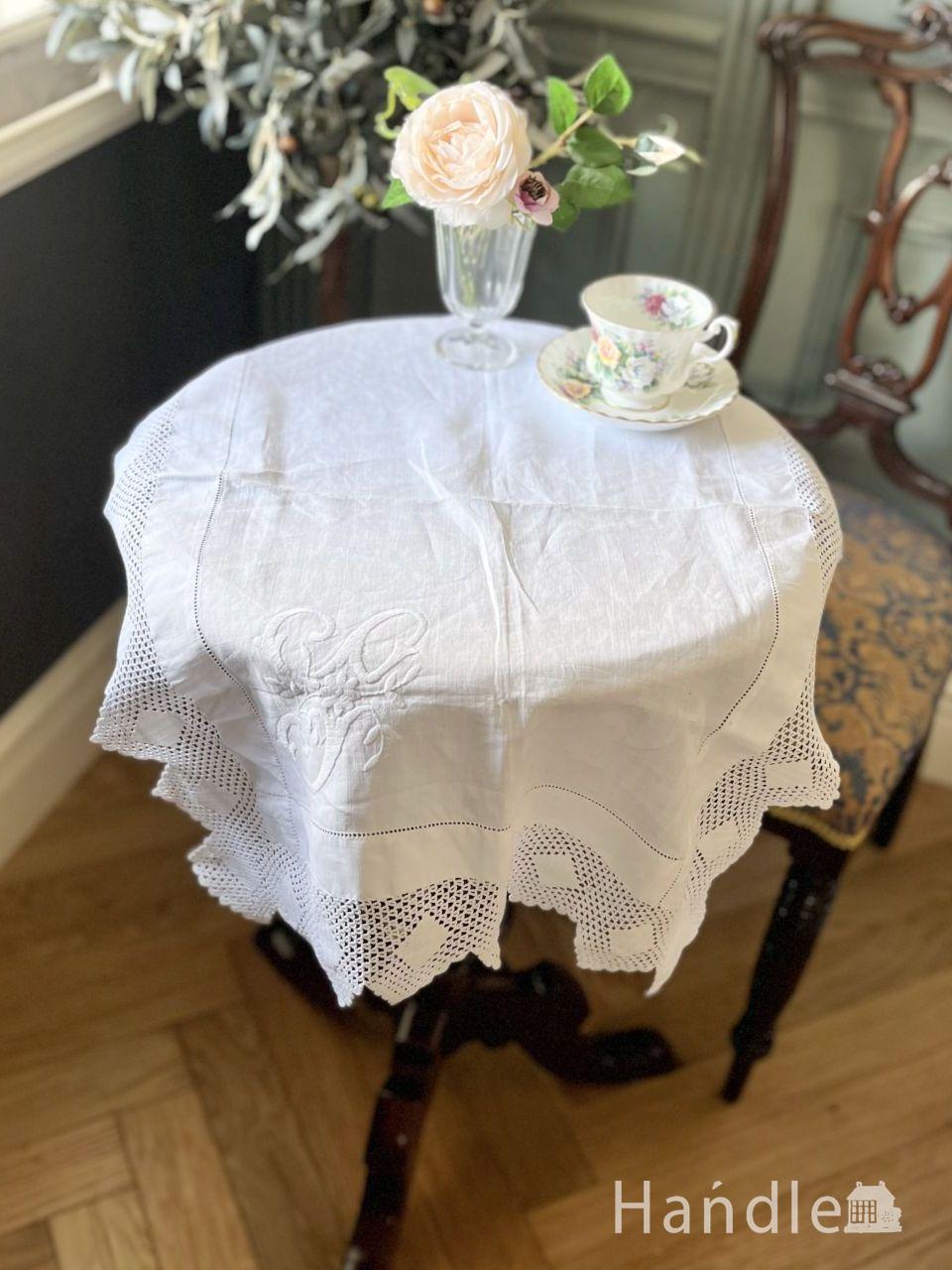 フランスから届いたアンティークレース、お花模様のクロッシェレース(m