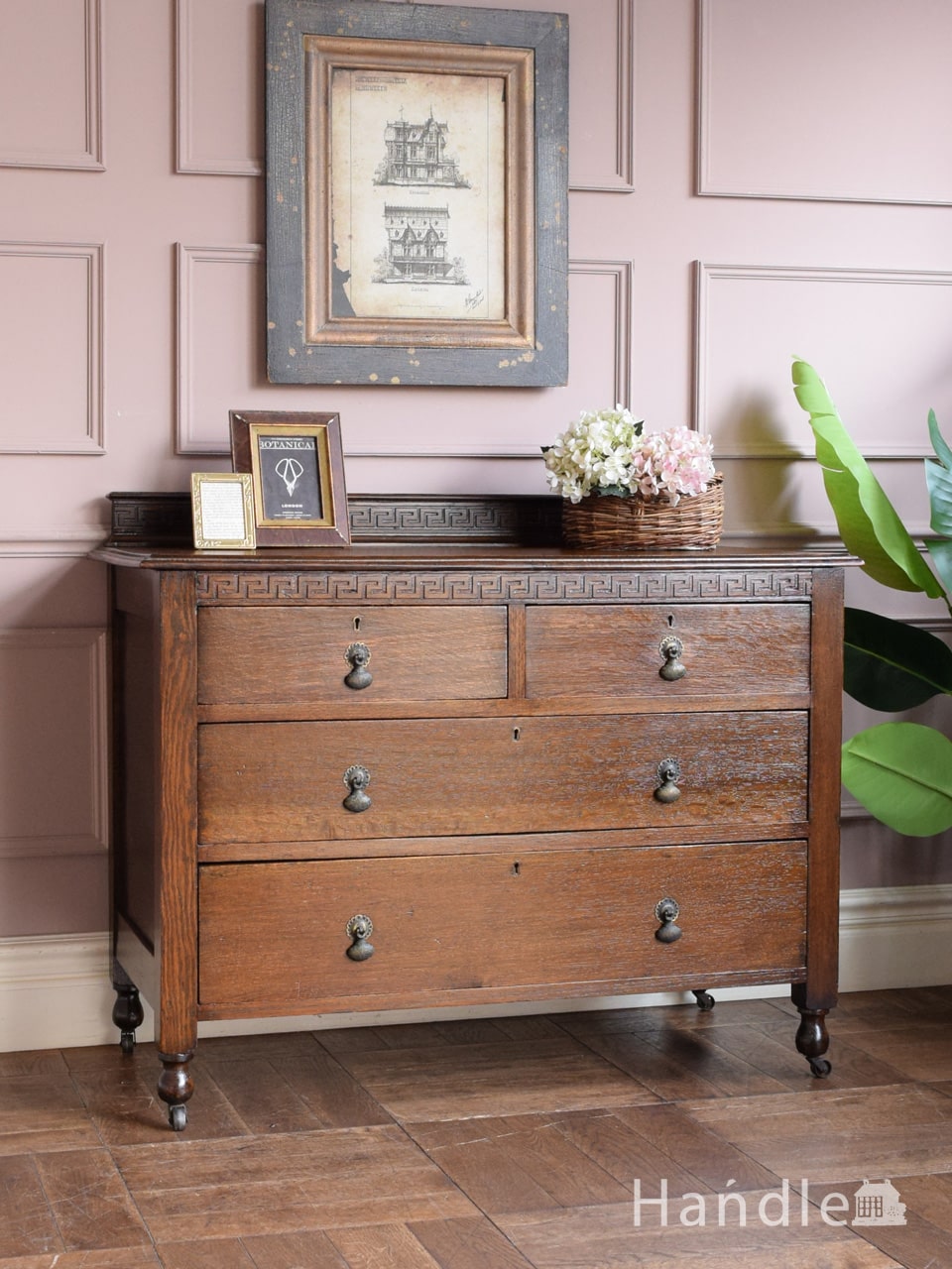 ナチュラルなパイン材のアンティーク家具、可愛いチェスト(k-992-f