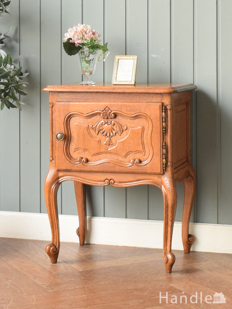 アンティーク ロイドルーム ベッドサイド テーブル（グリーン）(z-205