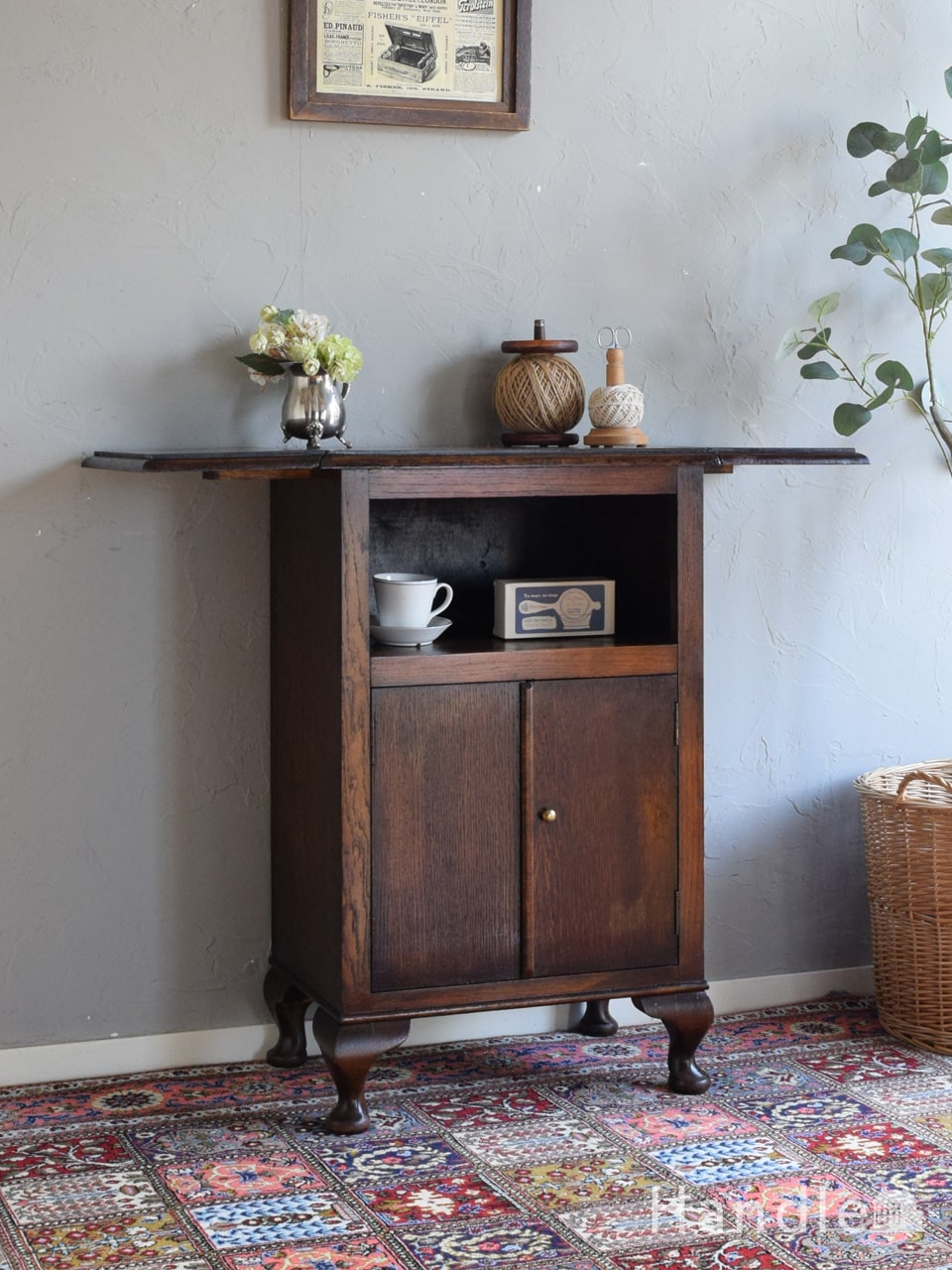 アンティーク ロイドルーム ベッドサイド テーブル（グリーン）(z-205