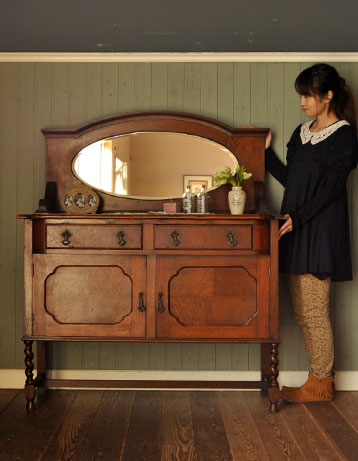 1920年代のアンティーク ミラーバック サイドボード(j-835-f