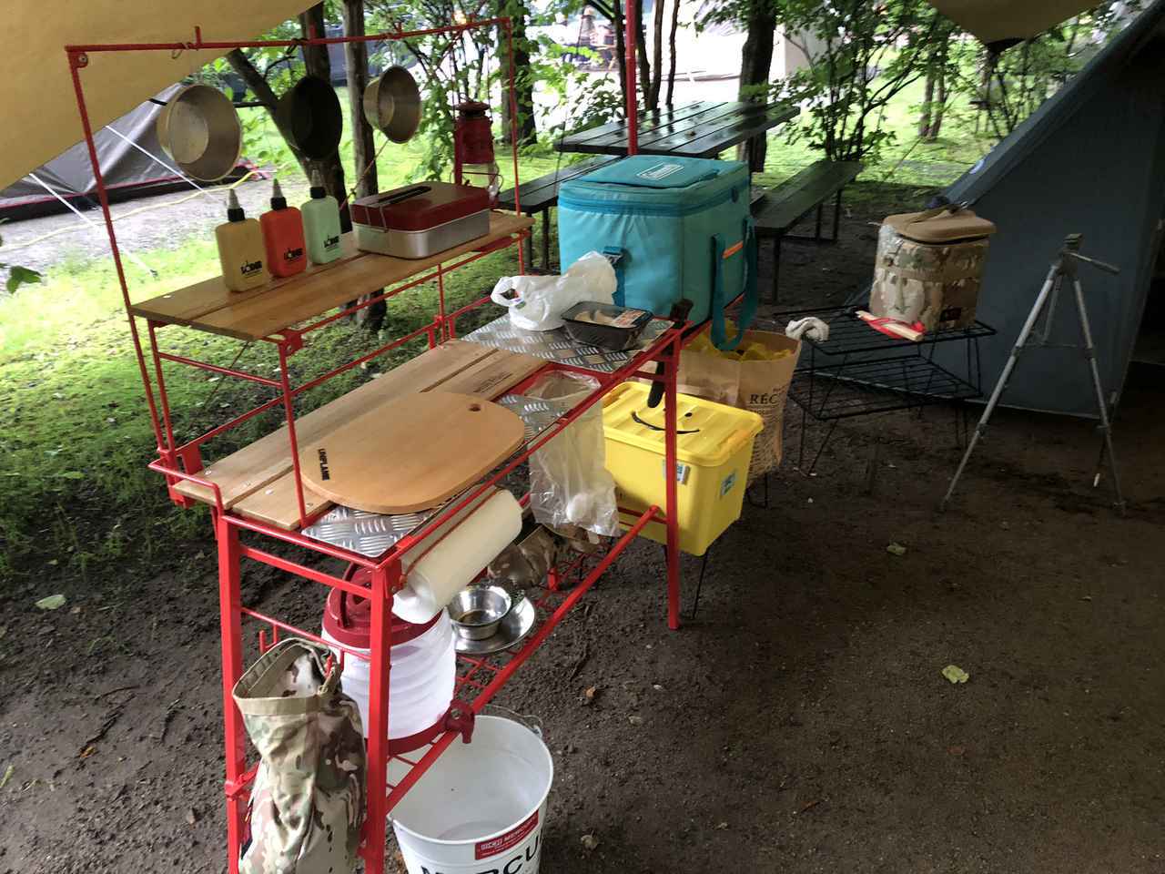 ネイチャートーンズ キッチンカウンターテーブル】キャンプで実際に