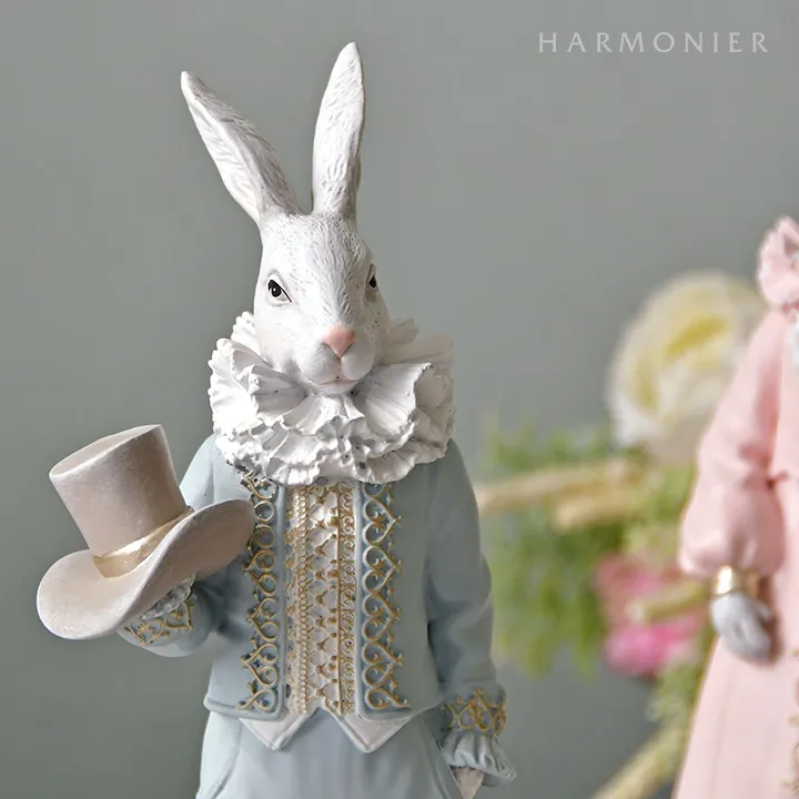 プリンス＆プリンセスラビットオブジェ(ブルー/ピンク)｜輸入雑貨の