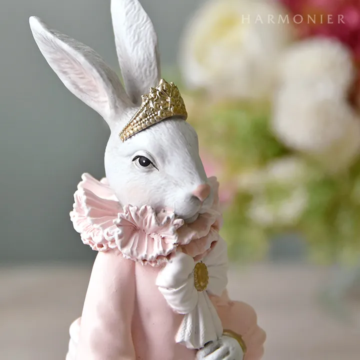 プリンス＆プリンセスラビットオブジェ(ブルー/ピンク)｜輸入雑貨の