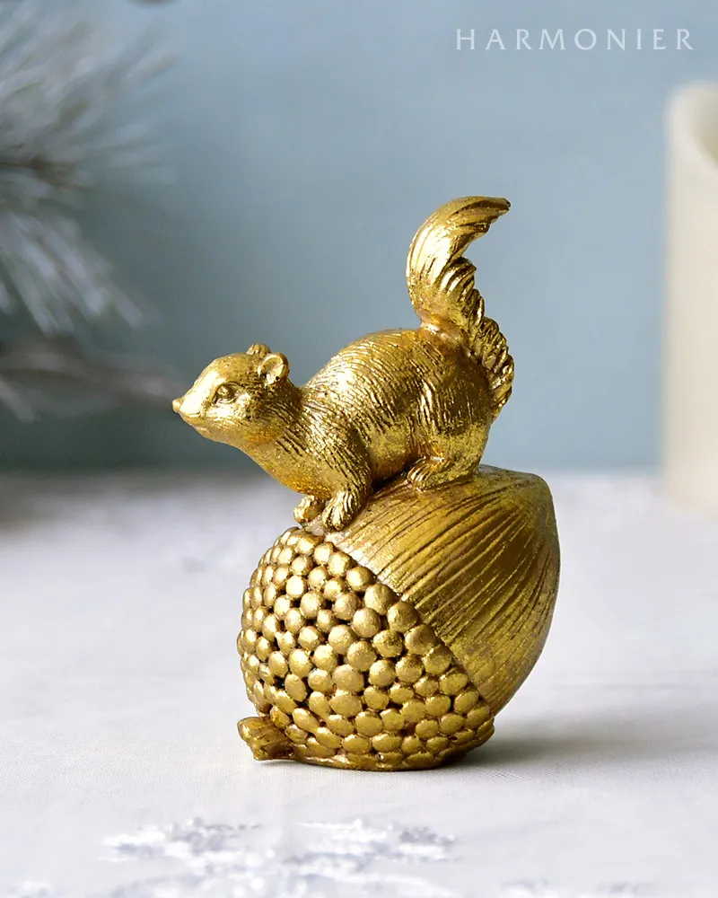 ゴールドフォレストリス＆ドングリオブジェ｜クリスマス雑貨の通販