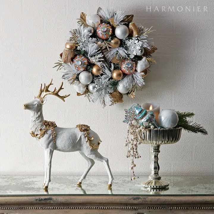 ホワイトエレガントトナカイオブジェ｜クリスマス雑貨の通販