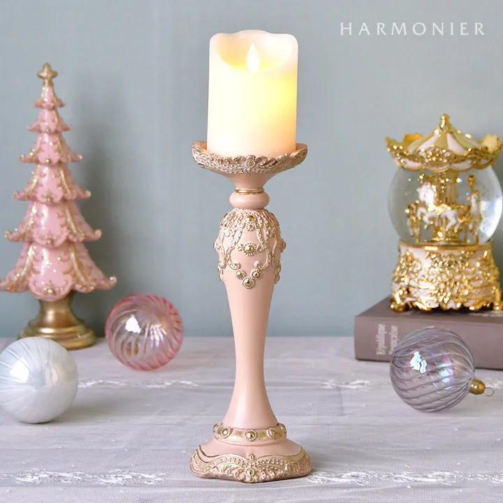 エレガントキャンドルホルダーピンク/ピラー＆テーパー用｜クリスマス