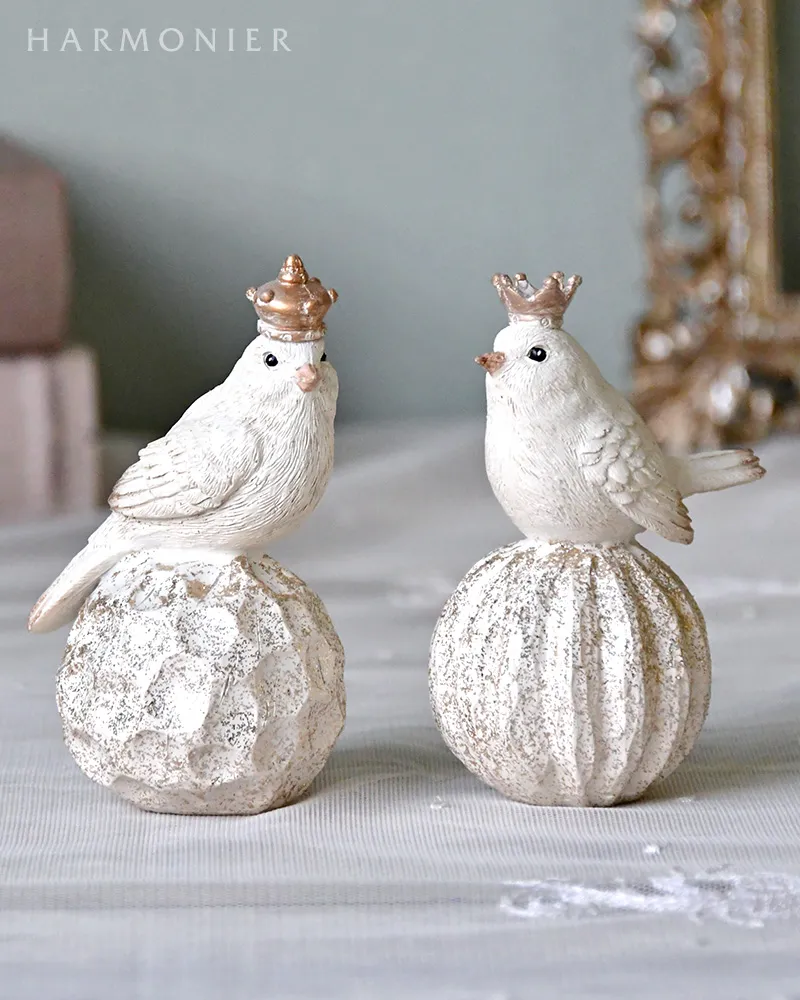クラウンホワイトバードオブジェ2コセット｜クリスマス雑貨の通販