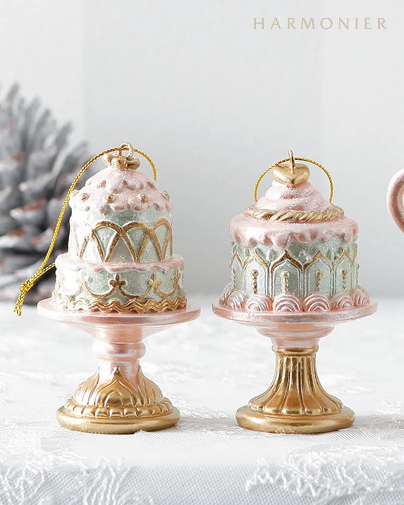 ケーキスタンドオーナメント/パステル（1段/2段）｜クリスマス雑貨の