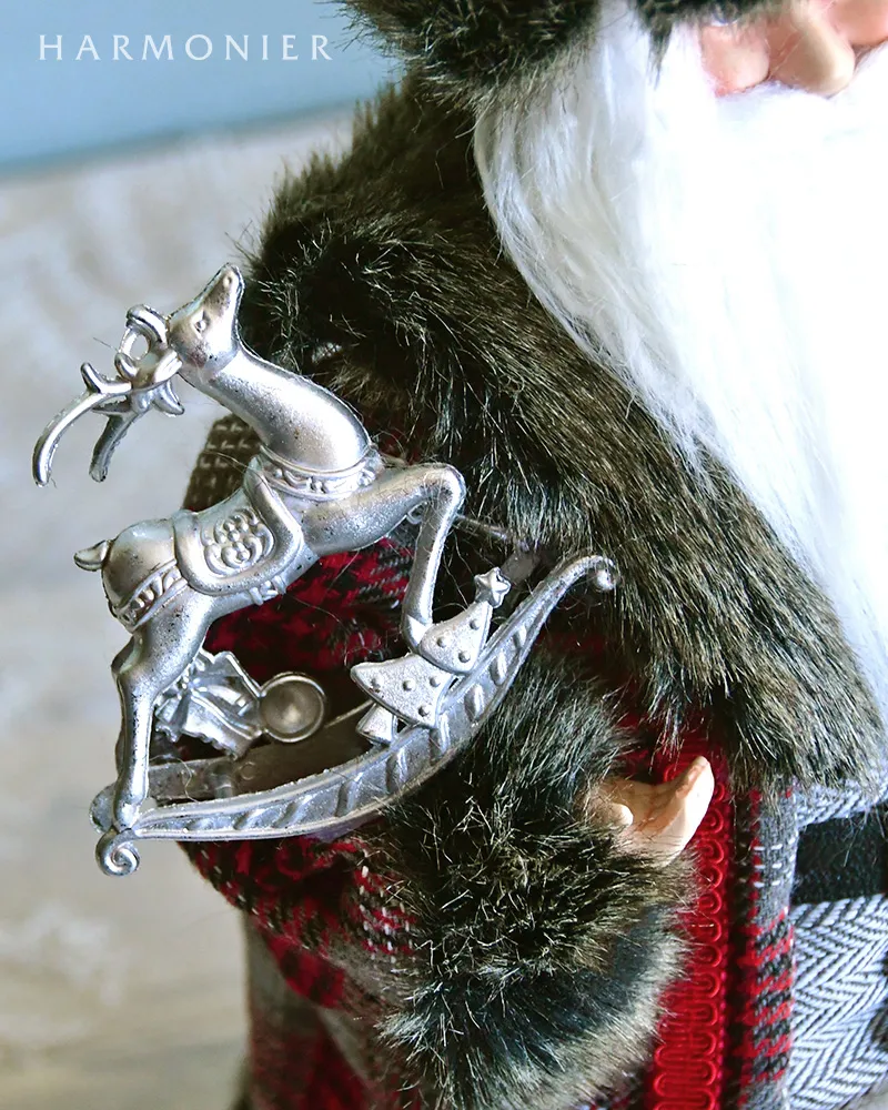 サンタクロースフィギュア/フォレストチェック50cm｜クリスマス雑貨の