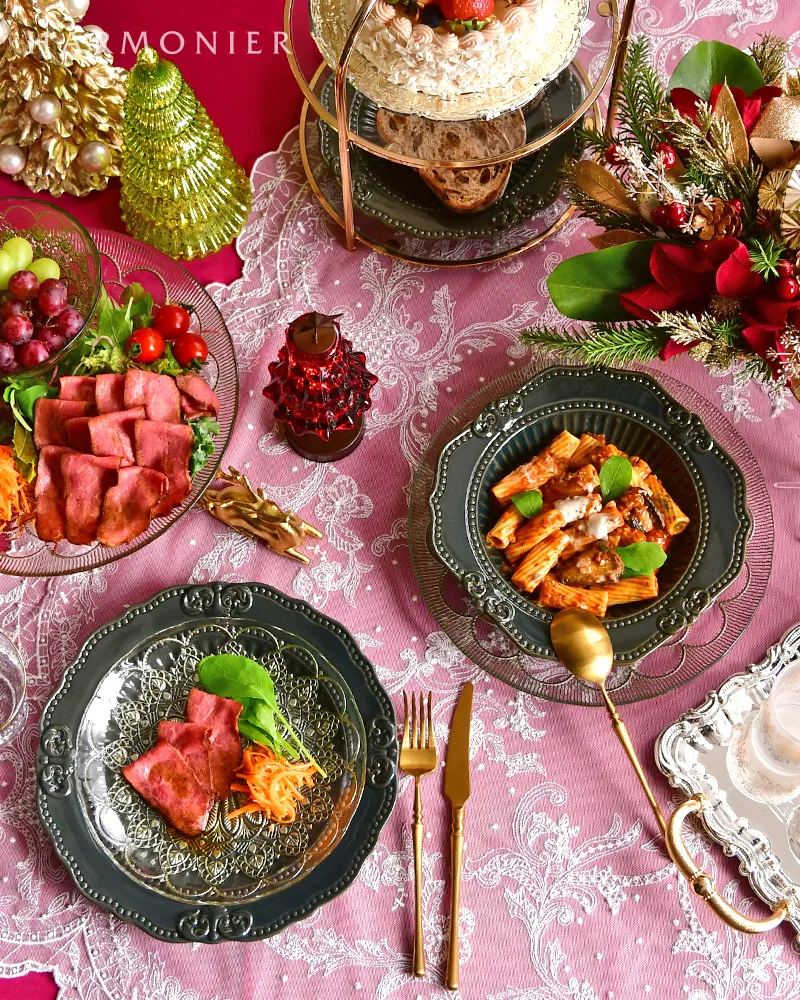 ゴールドダンテガラスプレートL 28cm/トルコ製｜輸入食器・雑貨の通販