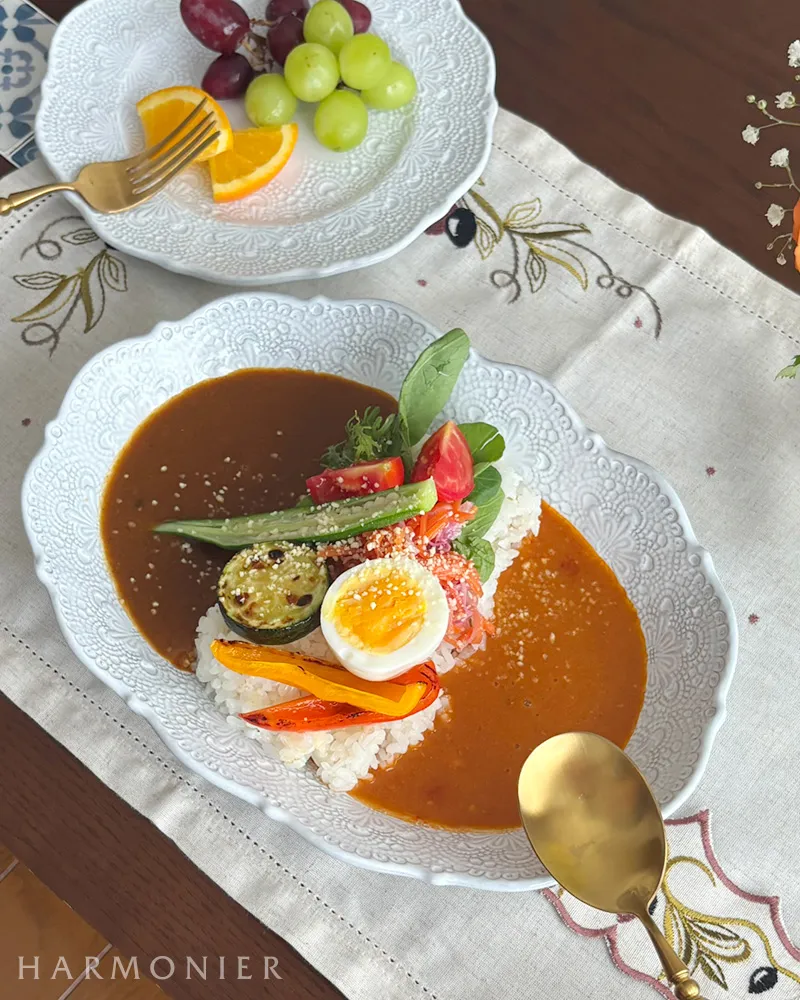 メルレットホワイトレースオーバルボウル26.5x19.5cm/イタリア製