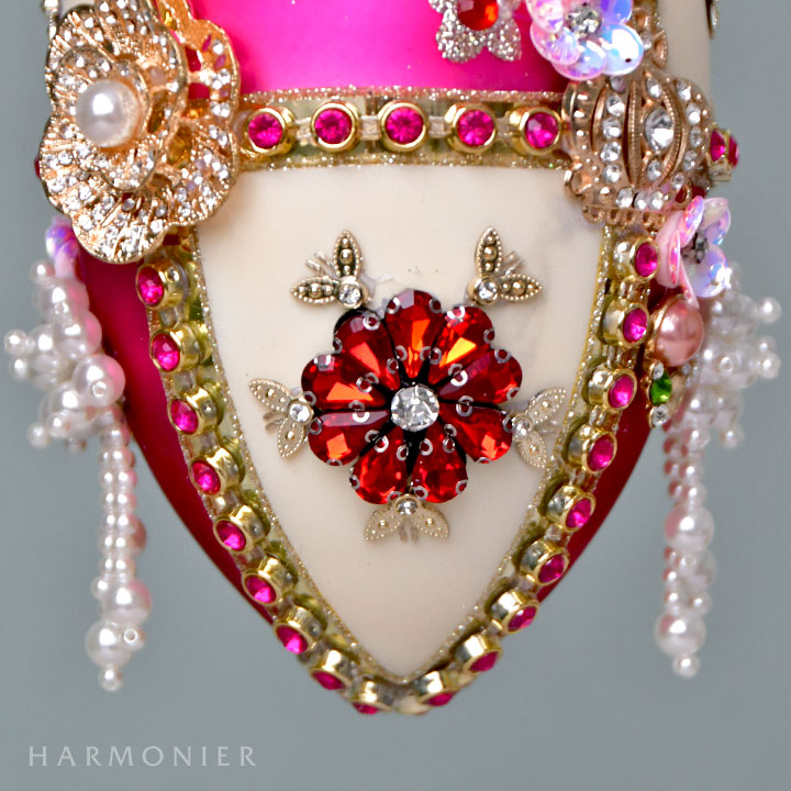 MRジュエルガラスオーナメント/エッグ/レッド＆アイボリ｜輸入雑貨の