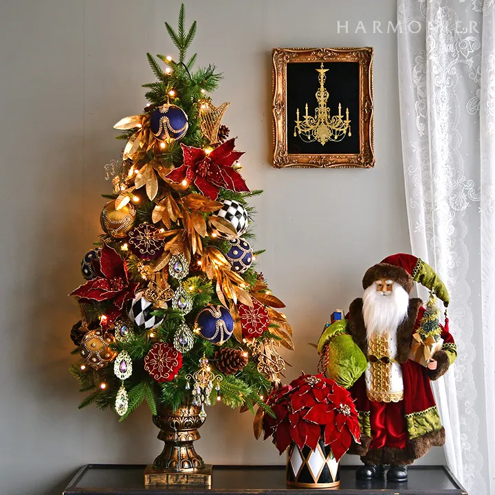 ポインセチアチェックポットオブジェ｜クリスマス雑貨の通販