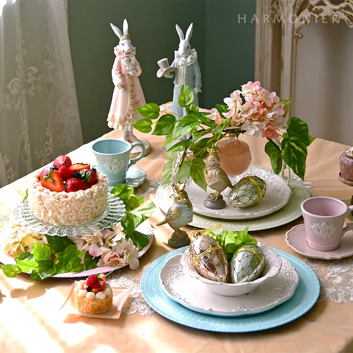 プリンス＆プリンセスラビットオブジェ(ブルー/ピンク)｜輸入雑貨の