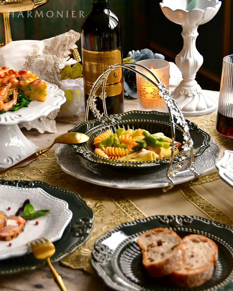 メルレットホワイトレースフラットプレート28cm/イタリア製｜輸入食器