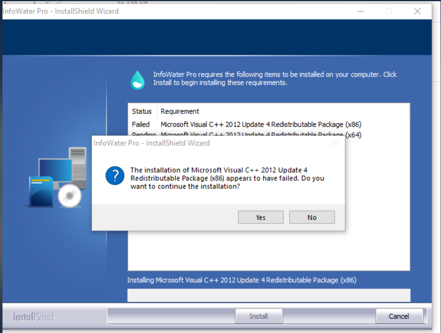 Microsoft Visual C++ 2012 Update 4 のインストール失敗した