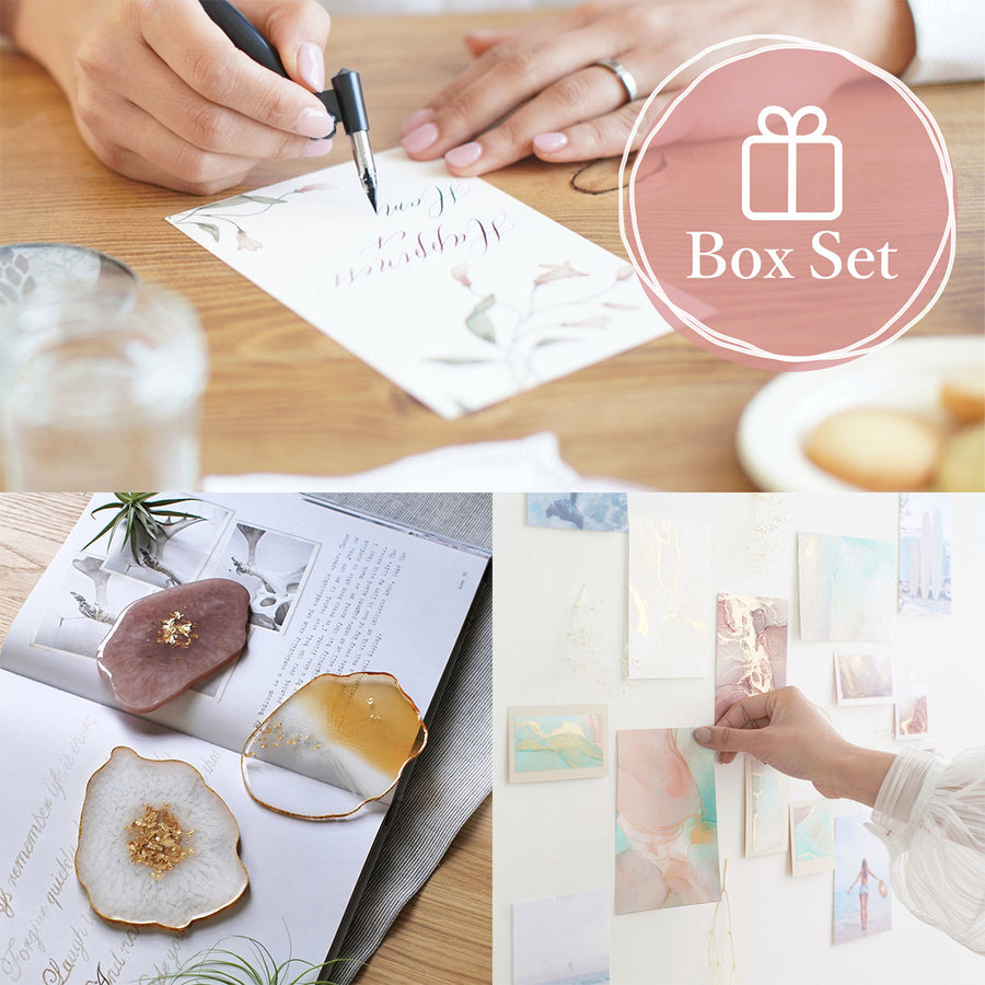 カリグラフィーやアゲートスライスが手作りできる 人気BOXセット【送料