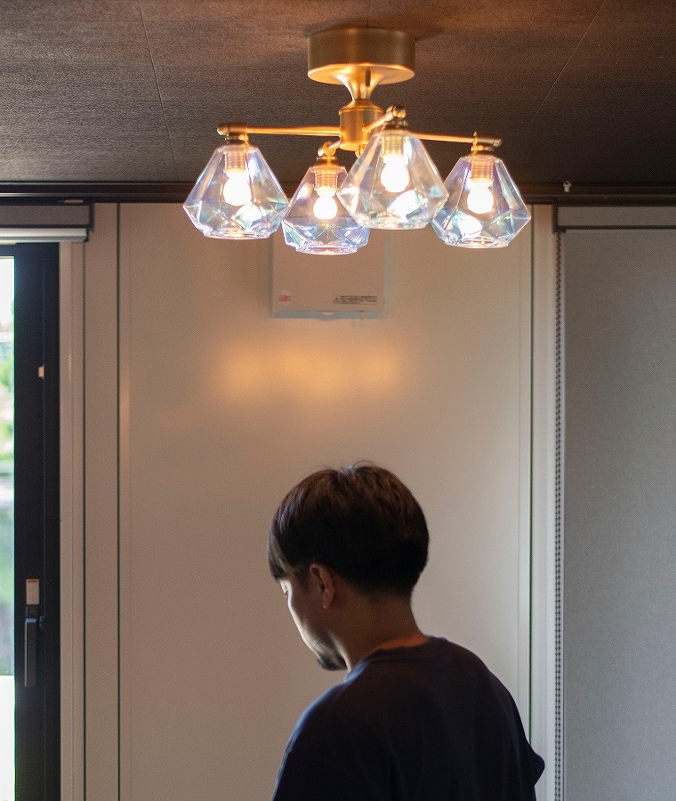 宝石のようなガラスシェードのシーリングライト 4灯 LED対応 OL-003