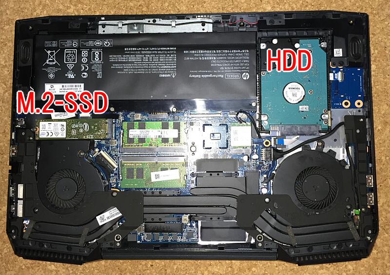 HP OMEN修理 15-ce028TX 分解 SSD・HDD交換 - パソコン分解修理ブログ