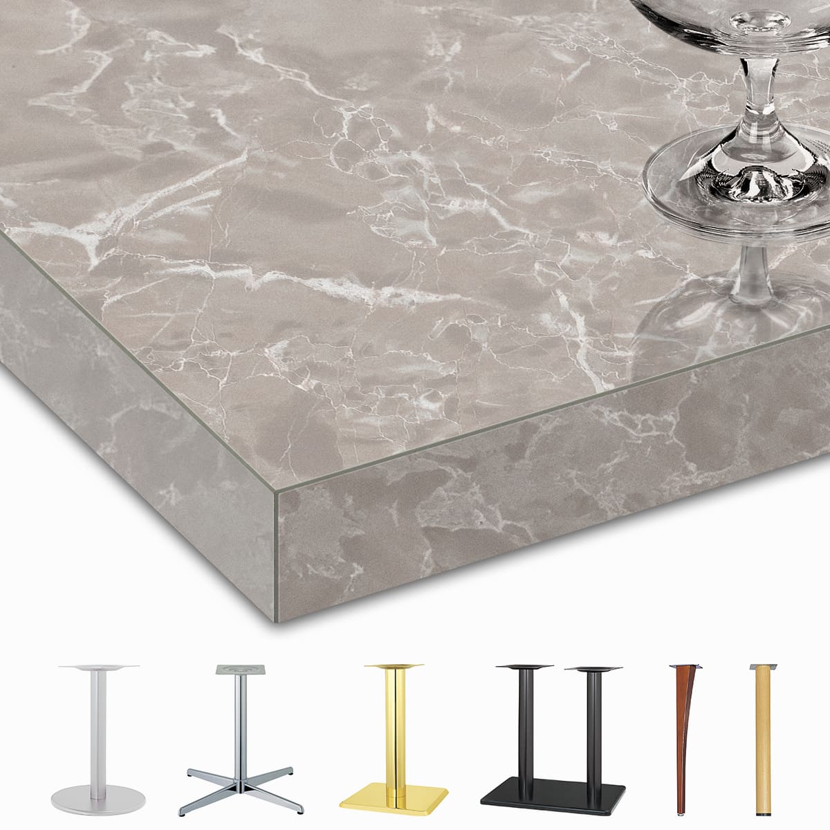 大理石柄天板（共巻きエッジ）グレーマーブル（グロス）GR-MAGL-MC