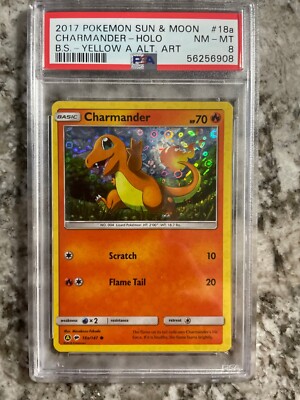 Charmander Holo - B.S. Yellow Alt Art - PSA 8 - 2017 Pokemon Sun
