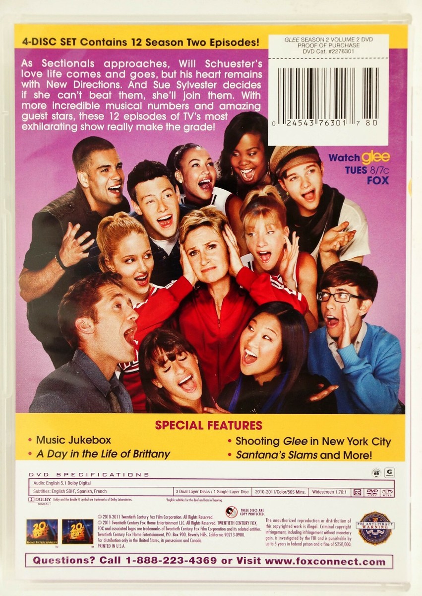 Glee Season 2, Volume 1 & Volume 2 DVD Box Sets,7 Disc,22 Season 2
