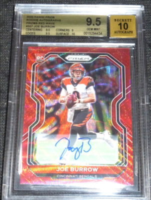 2020 Panini Prizm Joe Burrow #307 Red Wave RC Auto #d 9/149 BGS