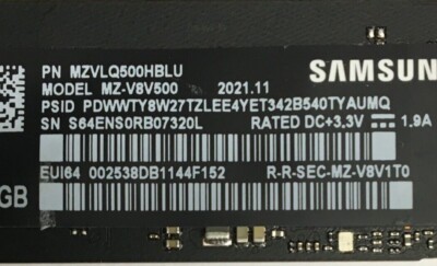 Samsung 980 500GB M.2 NVMe 2280 Internal Gaming SSD MZ-V8V500