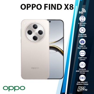 OPPO Find X8 5G GLOBAL Ver. Android Cell Phone (Grey/16GB+512G