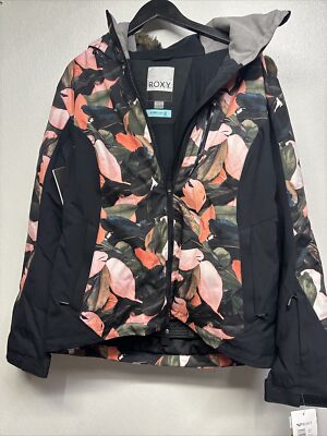 Roxy Women's Jet Ski Premium Snow Jacket Floral 15k Hooded XL